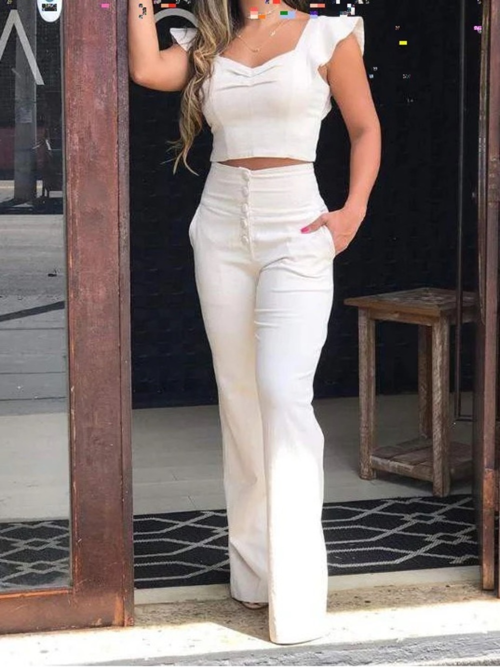 High-Waist Cream Wide-Leg Pants - Stylish Women’s Trousers